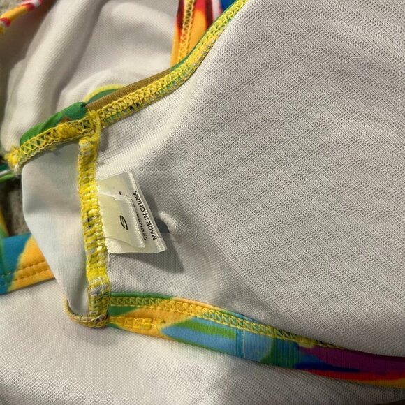 Vibrant Multicolored Small Bikini Crisscross Adjustable Strap Top - Picture 4 of 5